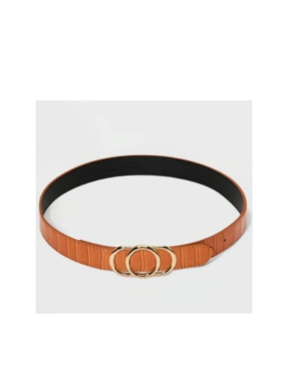 A New Day Women's Triple Plaque Cognac Faux Crocodile Belt Size Small NWT